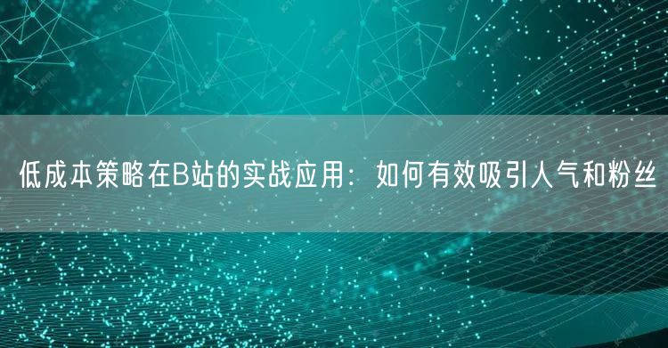 低成本策略在B站的实战应用：如何有效吸引人气和粉丝