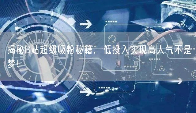 揭秘B站超级吸粉秘籍，低投入实现高人气不是梦！