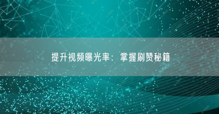 提升视频曝光率：掌握刷赞秘籍