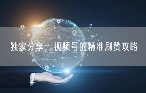 独家分享：视频号的精准刷赞攻略