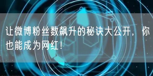 让微博粉丝数飙升的秘诀大公开，你也能成为网红！