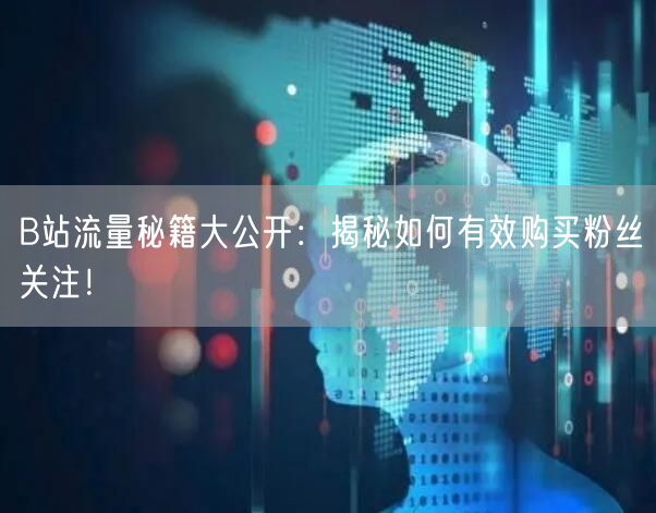 B站流量秘籍大公开：揭秘如何有效购买粉丝关注！
