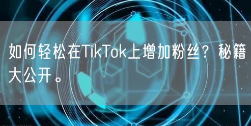 如何轻松在TikTok上增加粉丝？秘籍大公开。