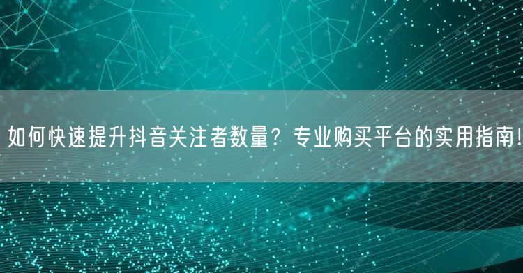 如何快速提升抖音关注者数量？专业购买平台的实用指南！