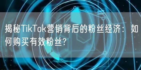 揭秘TikTok营销背后的粉丝经济：如何购买有效粉丝?