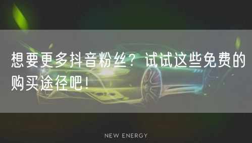 想要更多抖音粉丝？试试这些免费的购买途径吧！
