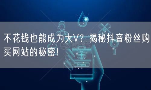 不花钱也能成为大V？揭秘抖音粉丝购买网站的秘密！