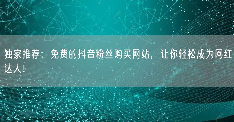 独家推荐：免费的抖音粉丝购买网站，让你轻松成为网红达人！