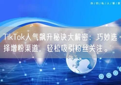 TikTok人气飙升秘诀大解密：巧妙选择增粉渠道，轻松吸引粉丝关注。