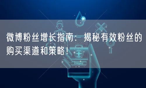 微博粉丝增长指南：揭秘有效粉丝的购买渠道和策略！