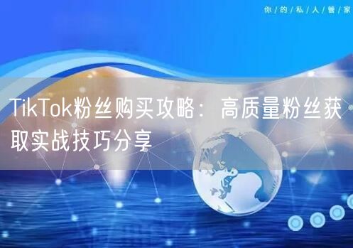 TikTok粉丝购买攻略：高质量粉丝获取实战技巧分享