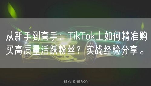 从新手到高手：TikTok上如何精准购买高质量活跃粉丝？实战经验分享。