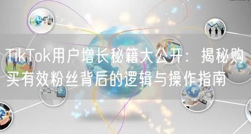 TikTok用户增长秘籍大公开：揭秘购买有效粉丝背后的逻辑与操作指南