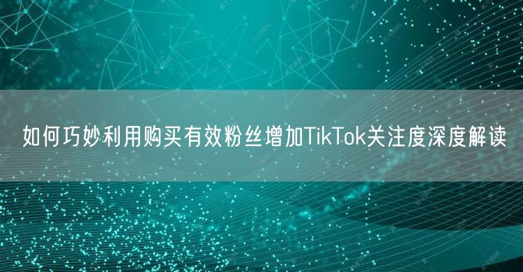 如何巧妙利用购买有效粉丝增加TikTok关注度深度解读