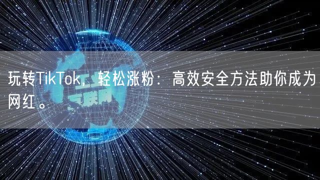 玩转TikTok，轻松涨粉：高效安全方法助你成为网红。