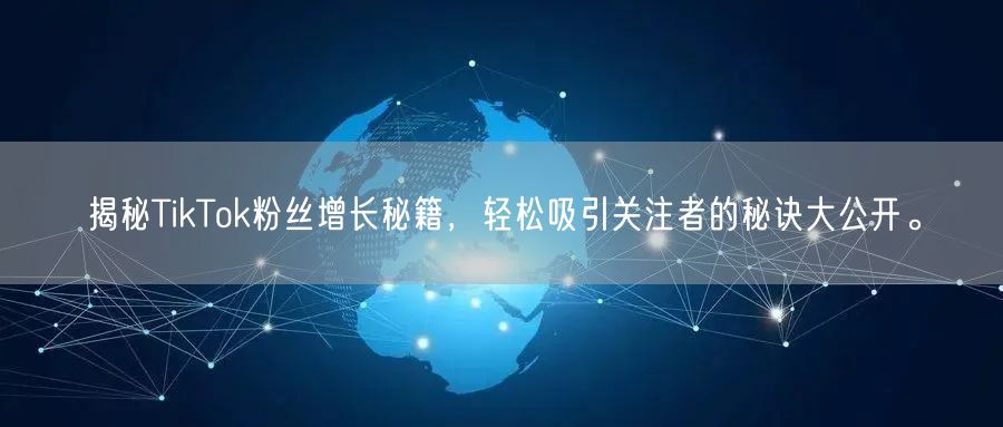 揭秘TikTok粉丝增长秘籍，轻松吸引关注者的秘诀大公开。