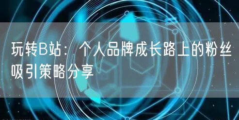 玩转B站：个人品牌成长路上的粉丝吸引策略分享