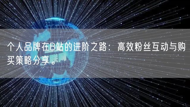 个人品牌在B站的进阶之路：高效粉丝互动与购买策略分享。