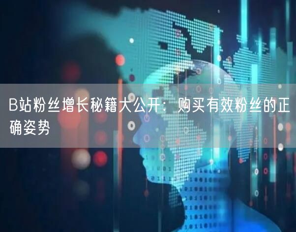 B站粉丝增长秘籍大公开：购买有效粉丝的正确姿势