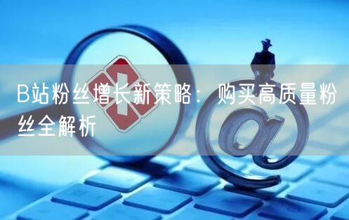B站粉丝增长新策略：购买高质量粉丝全解析