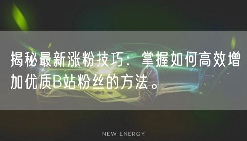 揭秘最新涨粉技巧：掌握如何高效增加优质B站粉丝的方法。