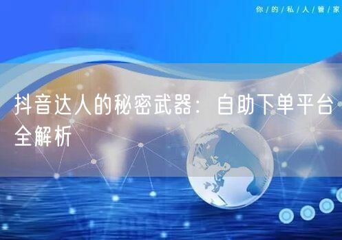 抖音达人的秘密武器：自助下单平台全解析