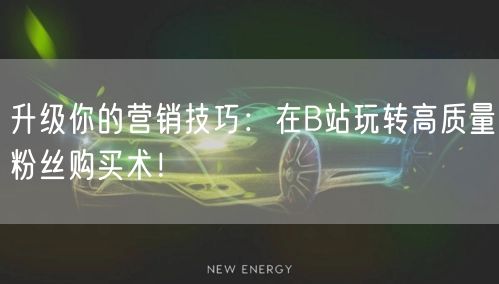升级你的营销技巧：在B站玩转高质量粉丝购买术！