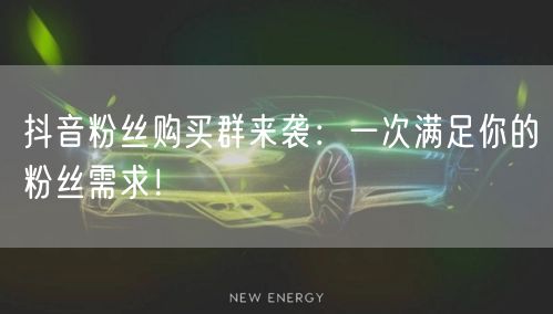 抖音粉丝购买群来袭：一次满足你的粉丝需求！