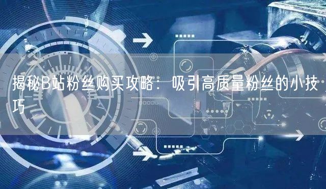揭秘B站粉丝购买攻略：吸引高质量粉丝的小技巧