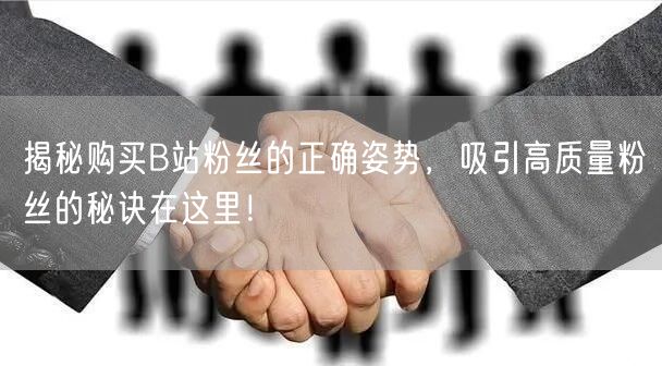 揭秘购买B站粉丝的正确姿势，吸引高质量粉丝的秘诀在这里！