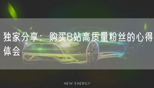 独家分享：购买B站高质量粉丝的心得体会