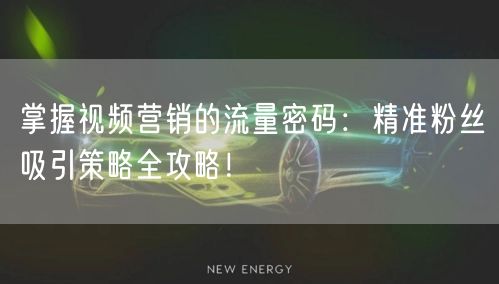 掌握视频营销的流量密码：精准粉丝吸引策略全攻略！