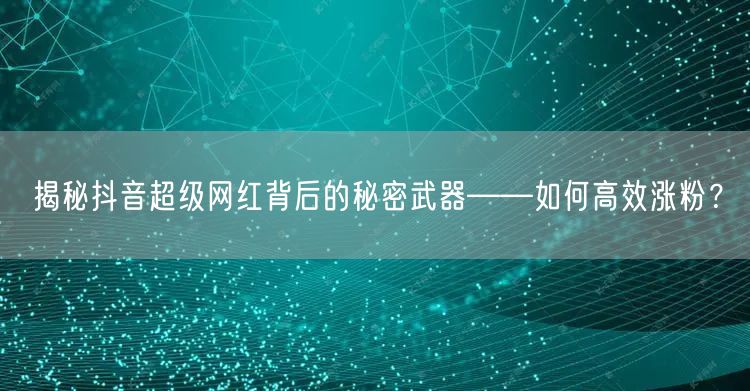 揭秘抖音超级网红背后的秘密武器——如何高效涨粉？