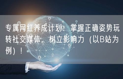 专属网红养成计划：掌握正确姿势玩转社交媒体，树立影响力（以B站为例）!