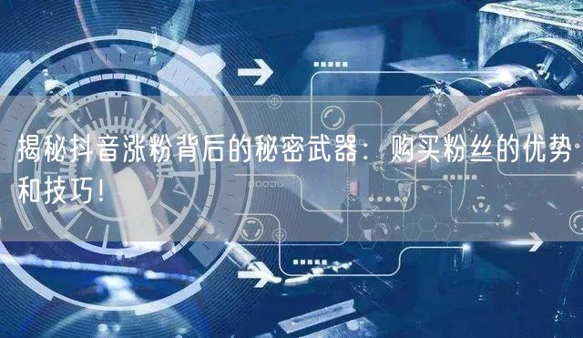 揭秘抖音涨粉背后的秘密武器：购买粉丝的优势和技巧！