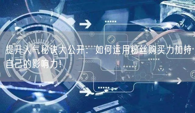 提升人气秘诀大公开：如何运用粉丝购买力加持自己的影响力！