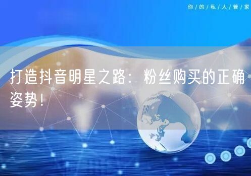 打造抖音明星之路：粉丝购买的正确姿势！