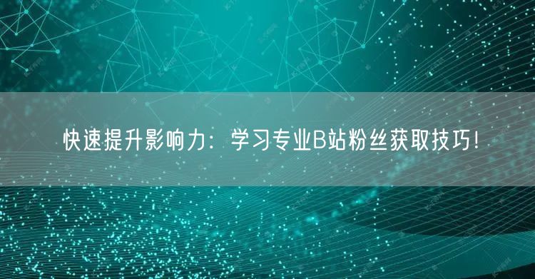 快速提升影响力：学习专业B站粉丝获取技巧！