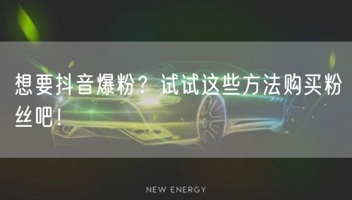 想要抖音爆粉？试试这些方法购买粉丝吧！