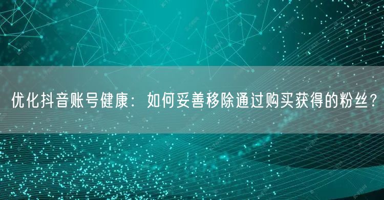 优化抖音账号健康：如何妥善移除通过购买获得的粉丝？