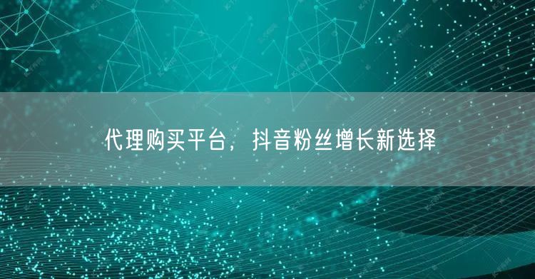 代理购买平台，抖音粉丝增长新选择