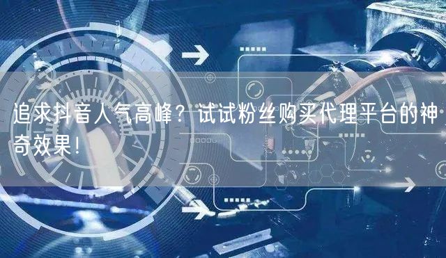 追求抖音人气高峰？试试粉丝购买代理平台的神奇效果！