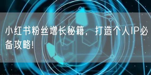 小红书粉丝增长秘籍，打造个人IP必备攻略!