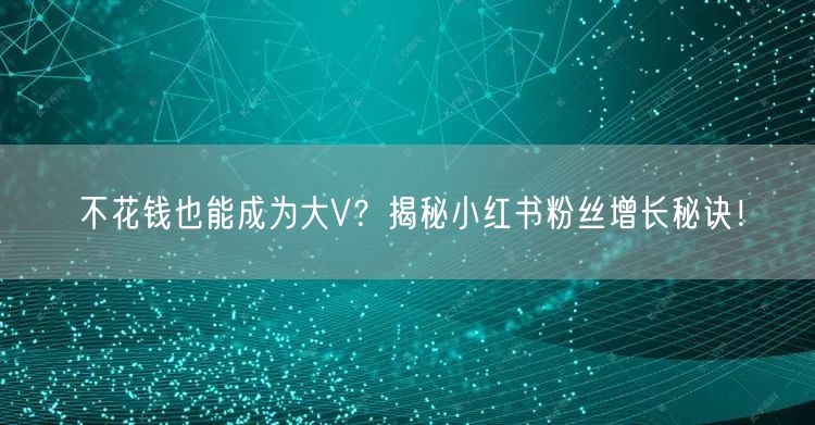 不花钱也能成为大V？揭秘小红书粉丝增长秘诀！