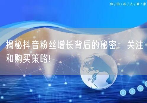 揭秘抖音粉丝增长背后的秘密：关注和购买策略!