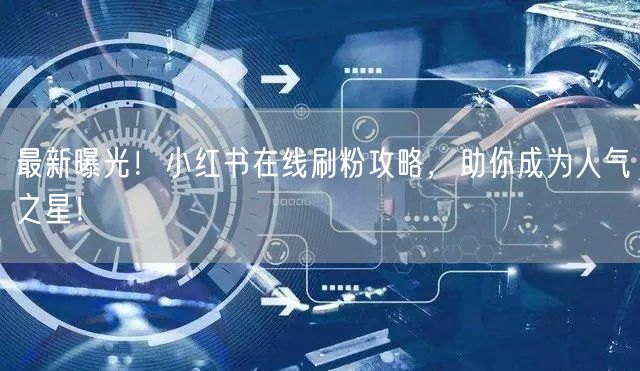 最新曝光！小红书在线刷粉攻略，助你成为人气之星！