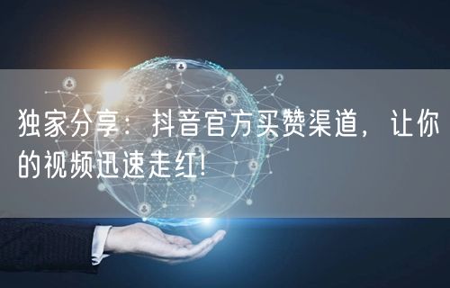 独家分享：抖音官方买赞渠道，让你的视频迅速走红!