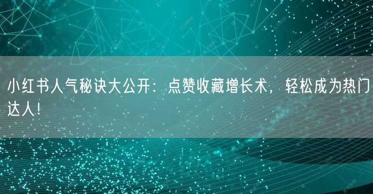 小红书人气秘诀大公开：点赞收藏增长术，轻松成为热门达人！