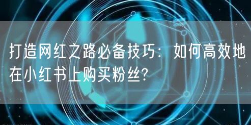 打造网红之路必备技巧：如何高效地在小红书上购买粉丝?