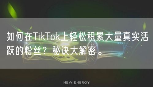 如何在TikTok上轻松积累大量真实活跃的粉丝？秘诀大解密。